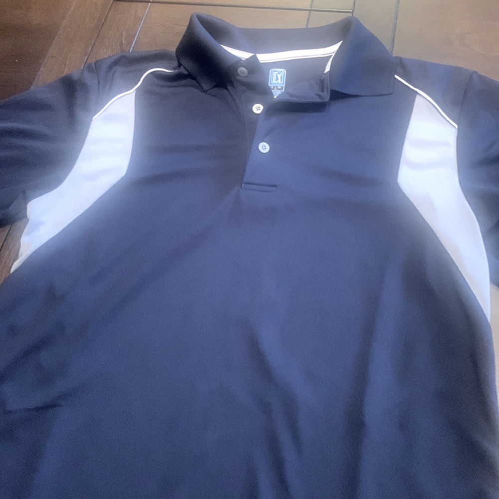 PGA Tour Polo Men Small Navy w Gray   Golf ⛳️